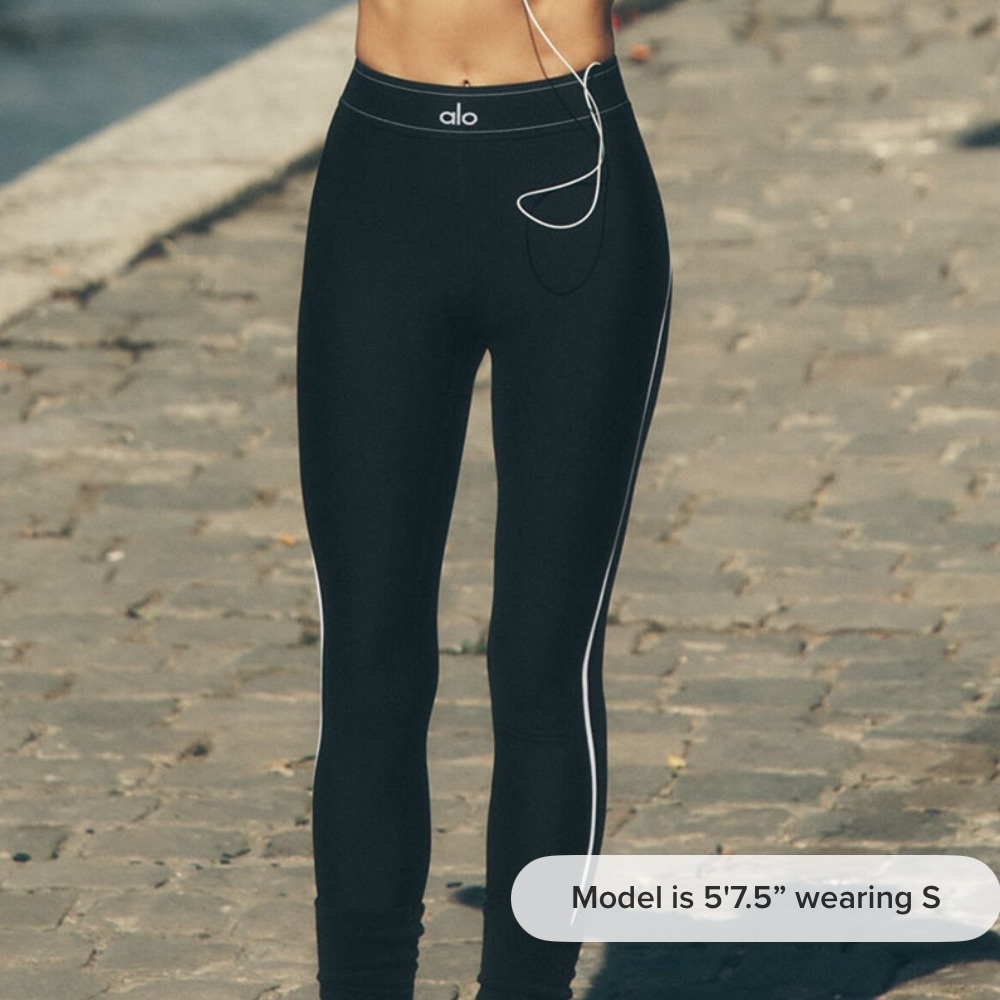 ALO Yoga Black Leggings with White Accents
